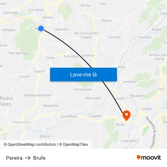 Pereira to Brufe map