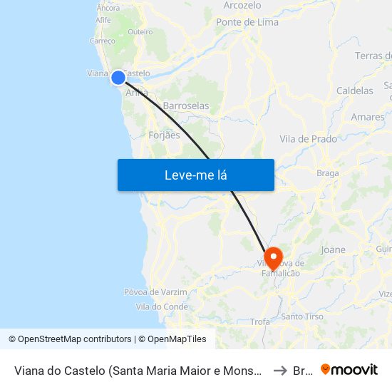 Viana do Castelo (Santa Maria Maior e Monserrate) e Meadela to Brufe map