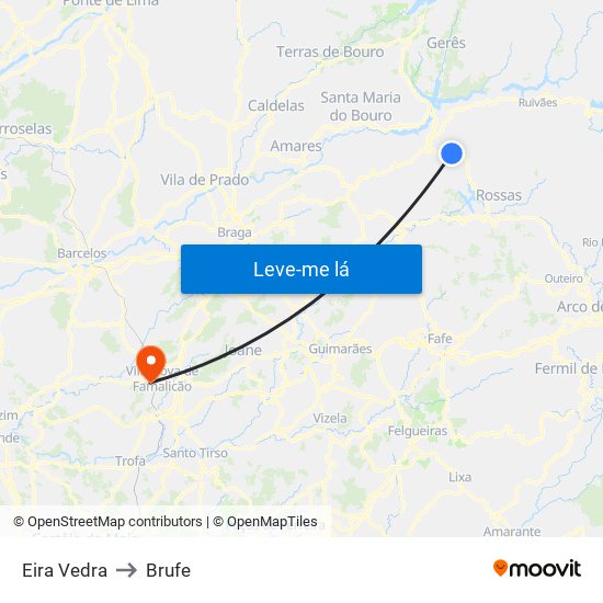 Eira Vedra to Brufe map