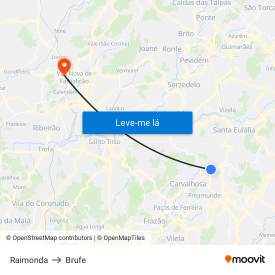 Raimonda to Brufe map