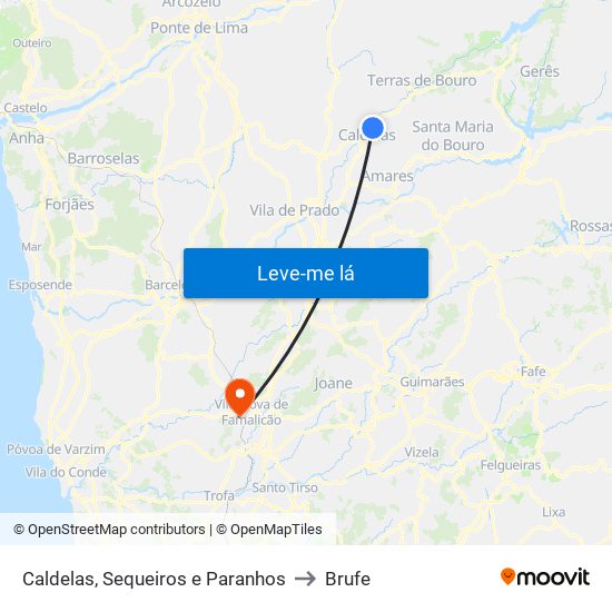 Caldelas, Sequeiros e Paranhos to Brufe map