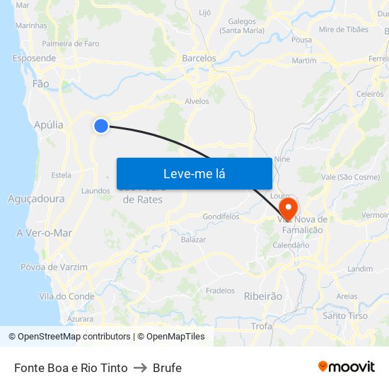 Fonte Boa e Rio Tinto to Brufe map