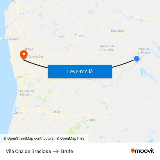 Vila Chã de Braciosa to Brufe map