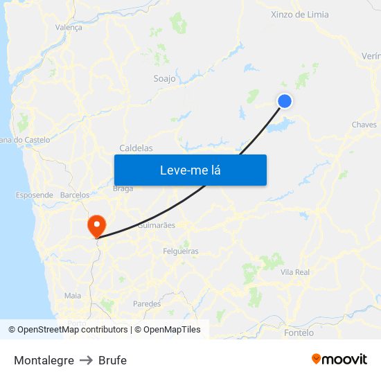 Montalegre to Brufe map