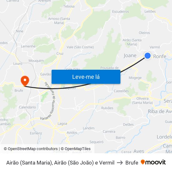 Airão (Santa Maria), Airão (São João) e Vermil to Brufe map