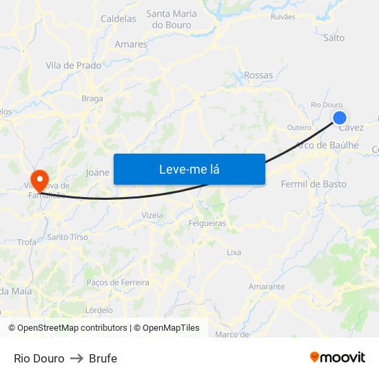 Rio Douro to Brufe map