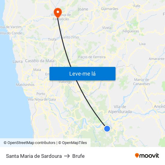 Santa Maria de Sardoura to Brufe map