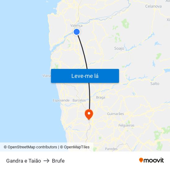 Gandra e Taião to Brufe map