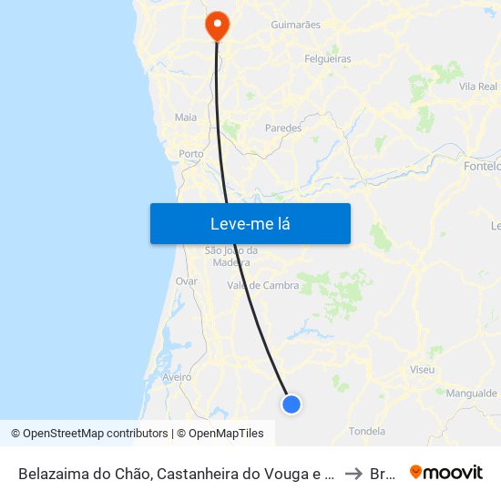 Belazaima do Chão, Castanheira do Vouga e Agadão to Brufe map