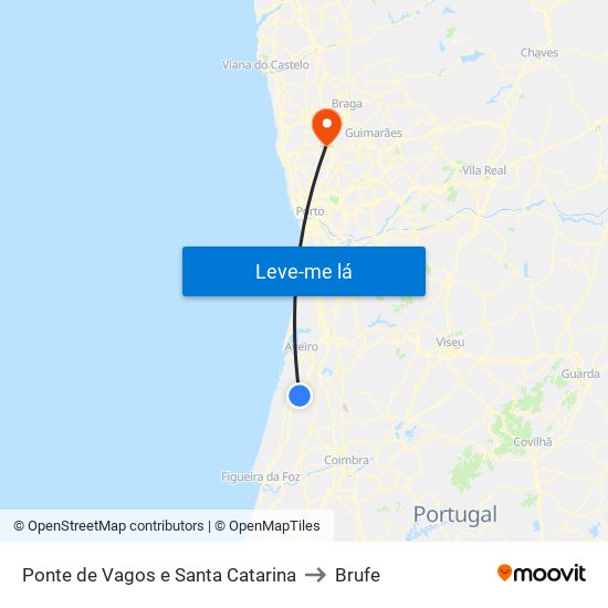 Ponte de Vagos e Santa Catarina to Brufe map