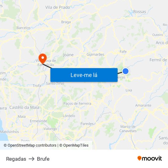 Regadas to Brufe map