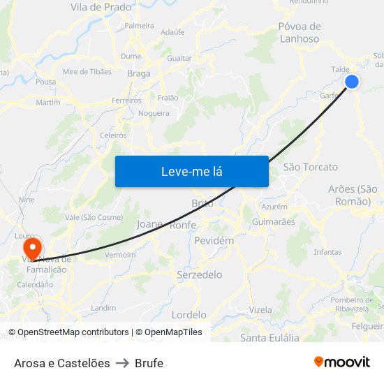 Arosa e Castelões to Brufe map