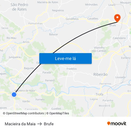 Macieira da Maia to Brufe map