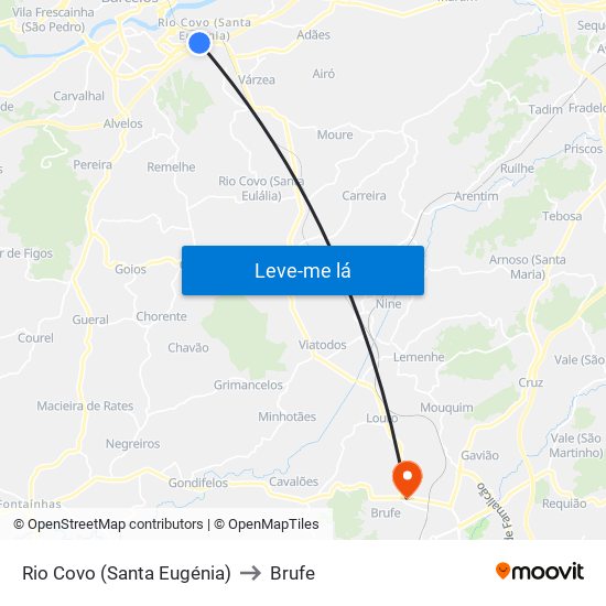 Rio Covo (Santa Eugénia) to Brufe map