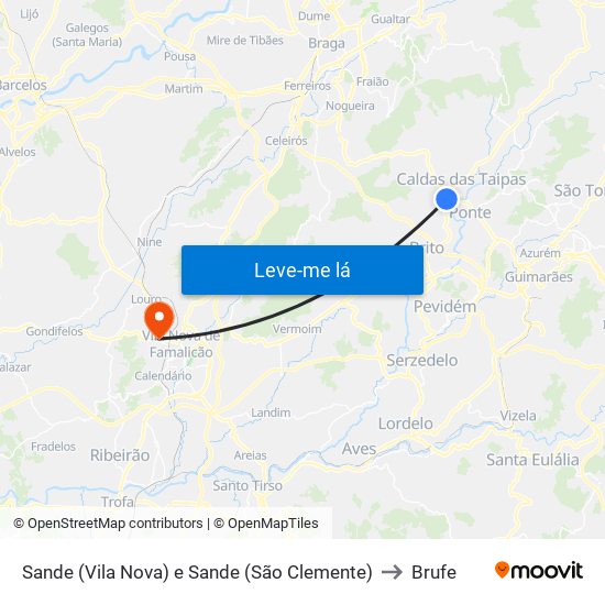 Sande (Vila Nova) e Sande (São Clemente) to Brufe map
