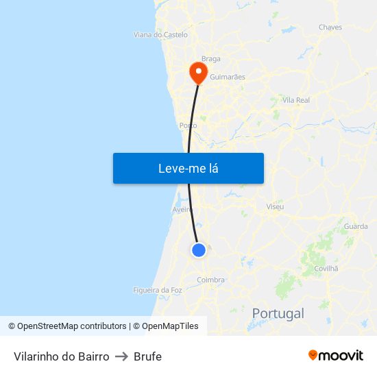 Vilarinho do Bairro to Brufe map