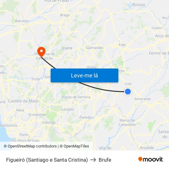 Figueiró (Santiago e Santa Cristina) to Brufe map