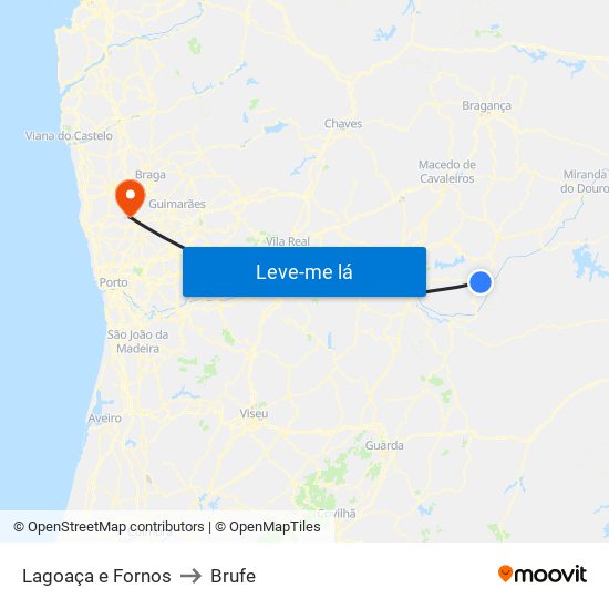 Lagoaça e Fornos to Brufe map