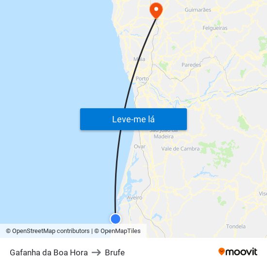 Gafanha da Boa Hora to Brufe map
