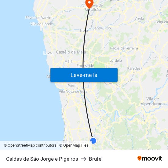 Caldas de São Jorge e Pigeiros to Brufe map