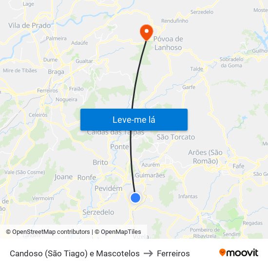 Candoso (São Tiago) e Mascotelos to Ferreiros map