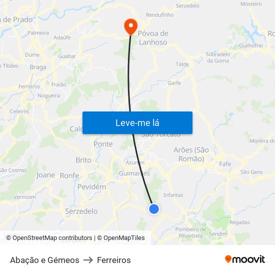 Abação e Gémeos to Ferreiros map
