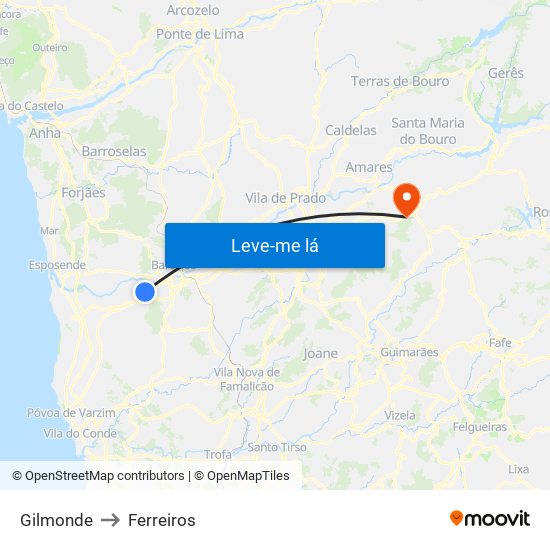 Gilmonde to Ferreiros map