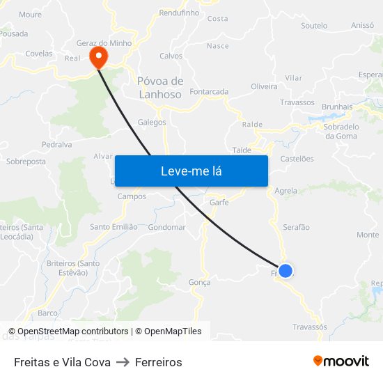 Freitas e Vila Cova to Ferreiros map