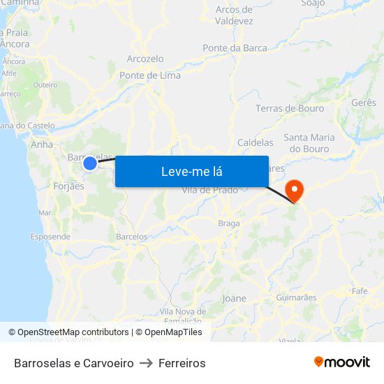 Barroselas e Carvoeiro to Ferreiros map