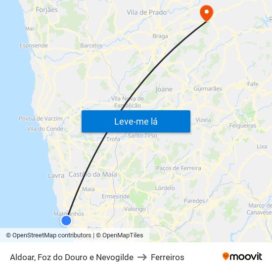 Aldoar, Foz do Douro e Nevogilde to Ferreiros map