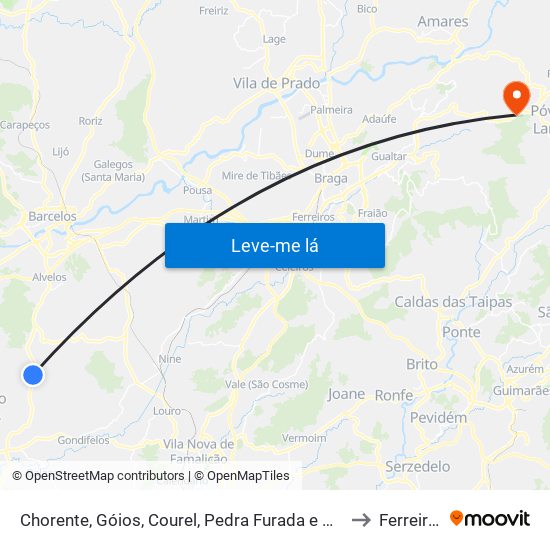 Chorente, Góios, Courel, Pedra Furada e Gueral to Ferreiros map