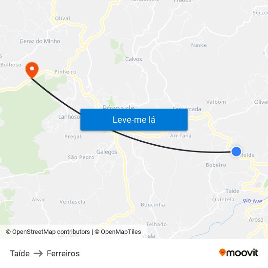 Taíde to Ferreiros map