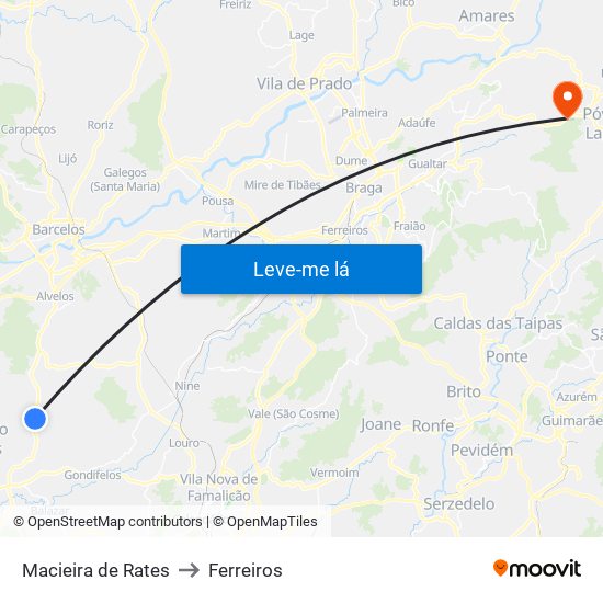 Macieira de Rates to Ferreiros map