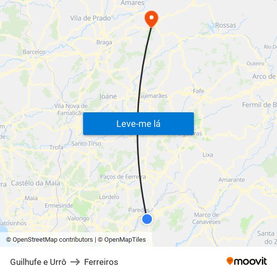 Guilhufe e Urrô to Ferreiros map