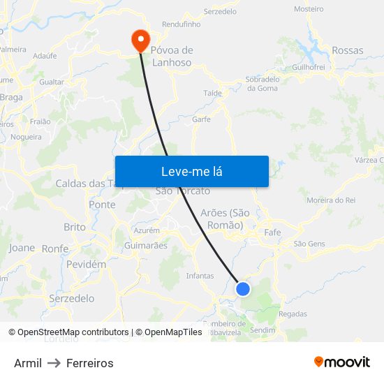 Armil to Ferreiros map