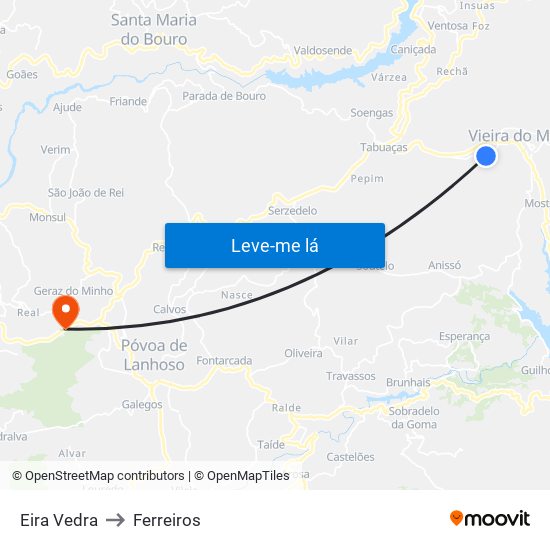 Eira Vedra to Ferreiros map