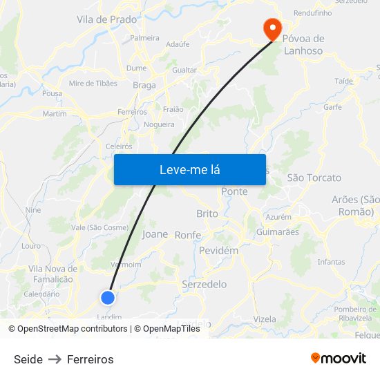 Seide to Ferreiros map