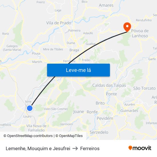 Lemenhe, Mouquim e Jesufrei to Ferreiros map