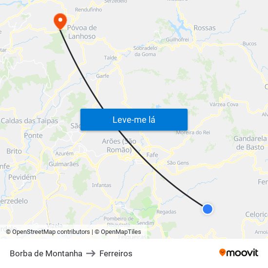 Borba de Montanha to Ferreiros map