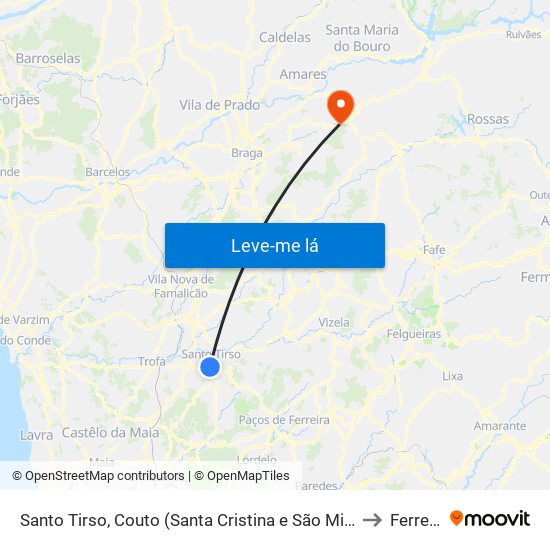 Santo Tirso, Couto (Santa Cristina e São Miguel) e Burgães to Ferreiros map