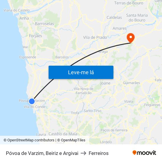 Póvoa de Varzim, Beiriz e Argivai to Ferreiros map