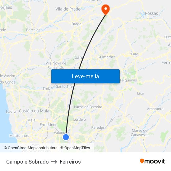 Campo e Sobrado to Ferreiros map