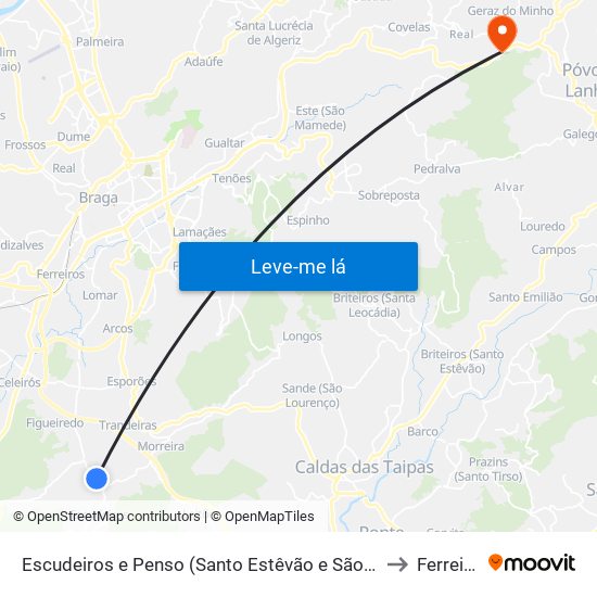 Escudeiros e Penso (Santo Estêvão e São Vicente) to Ferreiros map