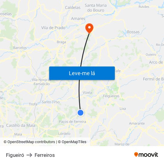 Figueiró to Ferreiros map
