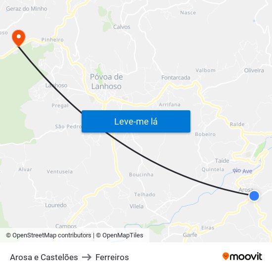 Arosa e Castelões to Ferreiros map