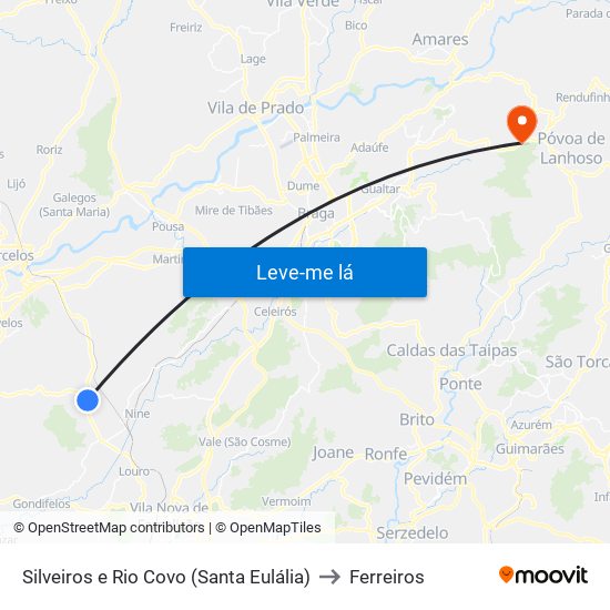 Silveiros e Rio Covo (Santa Eulália) to Ferreiros map