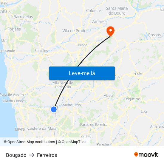 Bougado to Ferreiros map