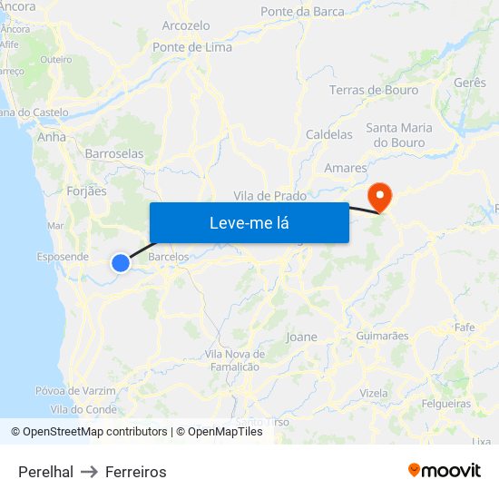 Perelhal to Ferreiros map