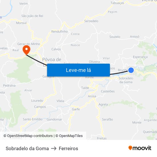 Sobradelo da Goma to Ferreiros map