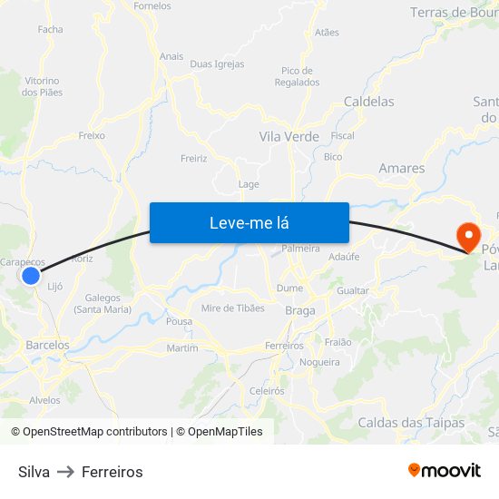 Silva to Ferreiros map